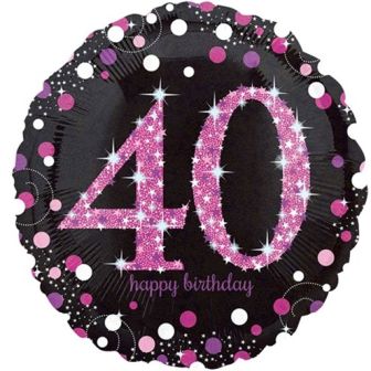 40th Pink and Black Balloon