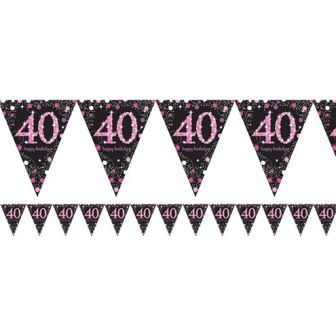 40 Pink and Black Bunting