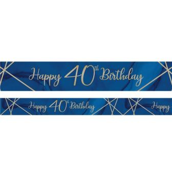Navy & Gold 'Happy 40th Birthday' Foil Banner 