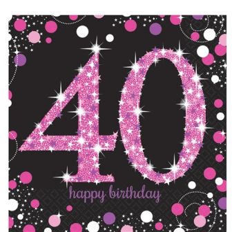 40th Pink and Black Napkins