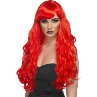 Desire Wig Red Long Curly with Fringe