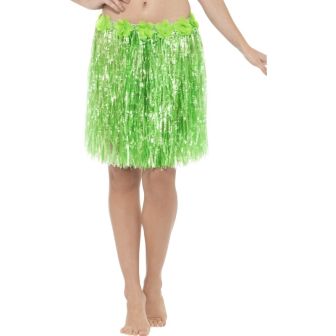 Hawaiian Hula Skirt with Flowers Neon Green 