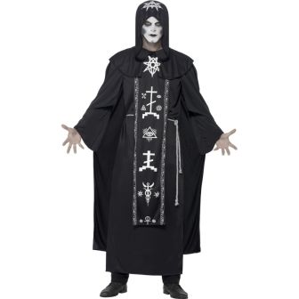 Dark Arts Ritual Costume Black with Hooded Robe & Belt