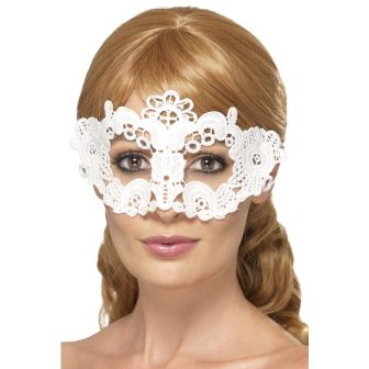 Embroidered Lace Filigree Floral Eyemask White