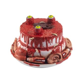 Latex Gory Gourmet Zombie Cake Prop Red with Moving Eyes 25x25x14cm / 10x10x6inch