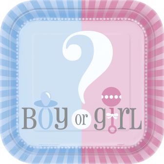 Girl or Boy 7" Square Plate - 8pk