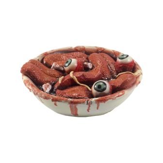 Latex Gory Gourmet Tongue Bowl Prop Red with Teeth & Eyes19cm / 7in