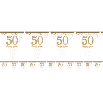 50th Gold Sparkling Wedding Anniversary Flag Bunting - 4m