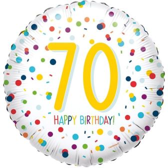 Confetti Birthday Age 70 Balloon - 18" Foil 
