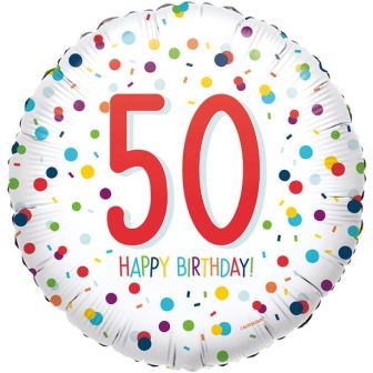 Confetti Birthday Age 50 Balloon - 18" Foil 