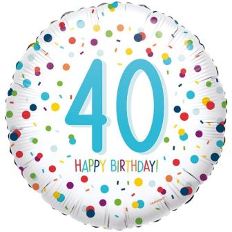 Confetti Birthday Age 40 Balloon - 18" Foil 