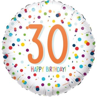 Confetti Birthday Age 30 Balloon - 18" Foil 