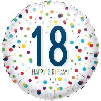 Confetti Birthday Age 18 Balloon - 18" Foil 