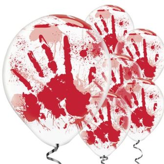 Bloody Hand Printed Balloons - 11'' Latex