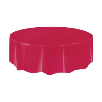 Red Round Plastic Table Cover - Each