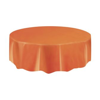 Orange Round Plastic Table Cover - Each