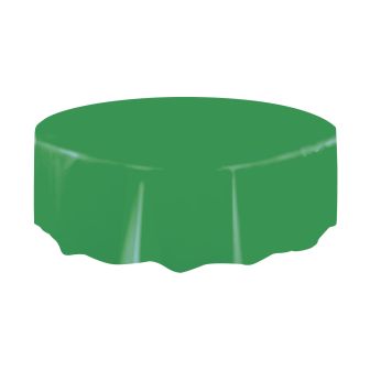 Emerald Green Round Plastic Table Cover - Each