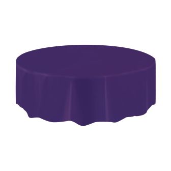 Deep Purple Round Plastic Table Cover - Each