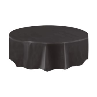 Black Round Plastic Table Cover - Each