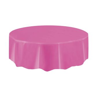 Hot Pink Round Plastic Table Cover - Each
