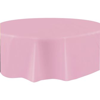 Baby Pink Round Plastic Table Cover - Each