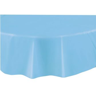 Baby Blue Round Plastic Table Cover - Each