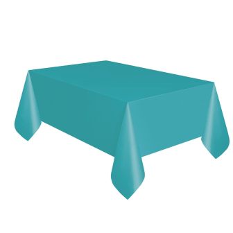 Caribbean Teal Plastic Table Cover - Each