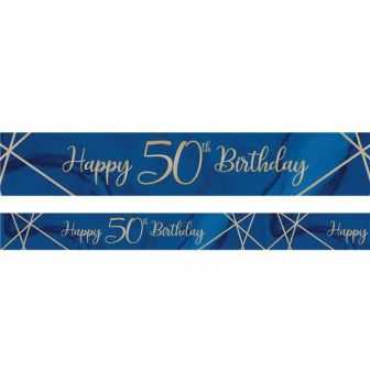 Navy & Gold 'Happy 50th Birthday' Foil Banner 