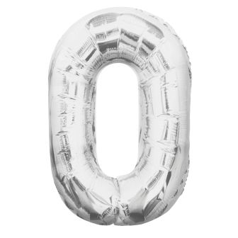 Silver Number 0 Foil Balloon - 34"