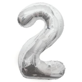Silver Number 2 Foil Balloon - 34"