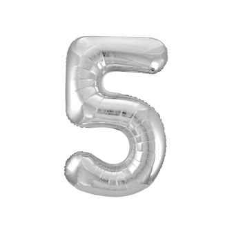 Silver Number 5 Foil Balloon - 34"