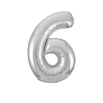 Silver Number 6 Foil Balloon - 34"