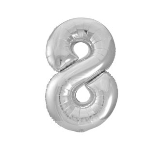 Silver Number 8 Foil Balloon - 34"