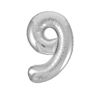 Silver Number 9 Foil Balloon - 34"