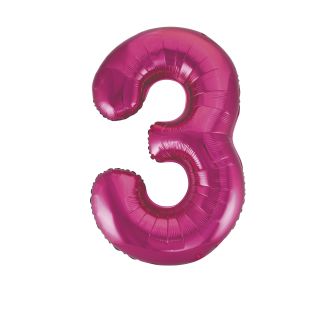 Pink Number 3 Foil Balloon - 34"