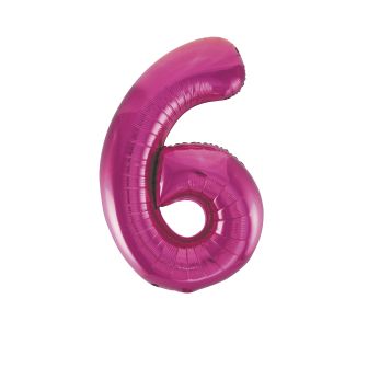 Pink Number 6 Foil Balloon - 34"