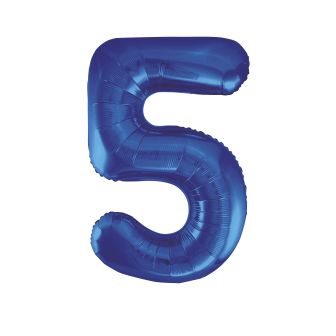 Blue Number 5 Foil Balloon - 34"