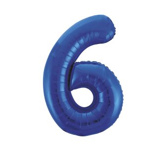 Blue Number 6 Foil Balloon - 34"