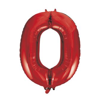 Red Number 0 Foil Balloon - 34"