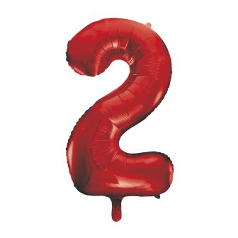 Red Number 2 Foil Balloon - 34"