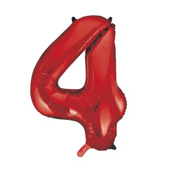 Red Number 4 Foil Balloon - 34"