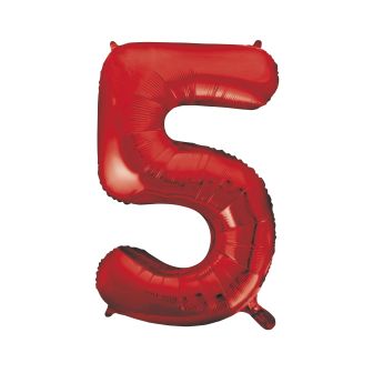Red Number 5 Foil Balloon - 34"