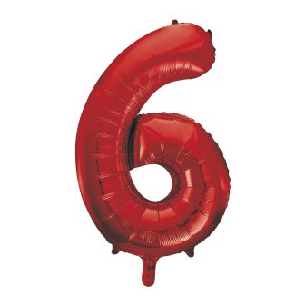 Red Number 6 Foil Balloon - 34"