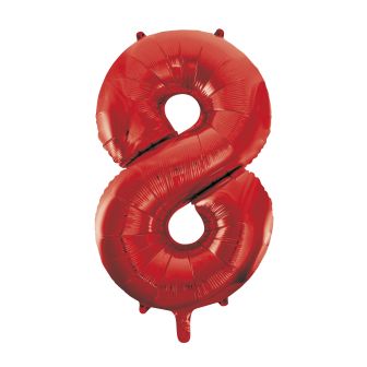 Red Number 8 Foil Balloon - 34"