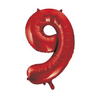 Red Number 9 Foil Balloon - 34"