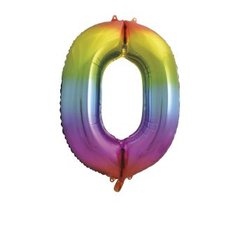 Rainbow Number 0 Foil Balloon - 34"