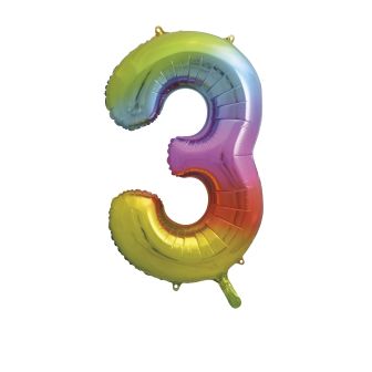 Rainbow Number 3 Foil Balloon - 34"
