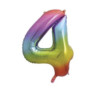 Rainbow Number 4 Foil Balloon - 34"