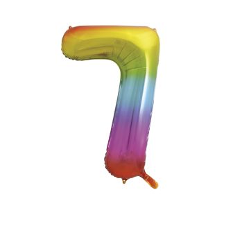 Rainbow Number 7 Foil Balloon - 34"