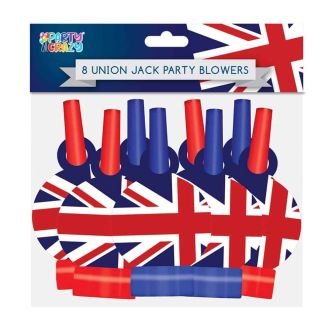 UNION JACK 8 PACK PARTY BLOWERS